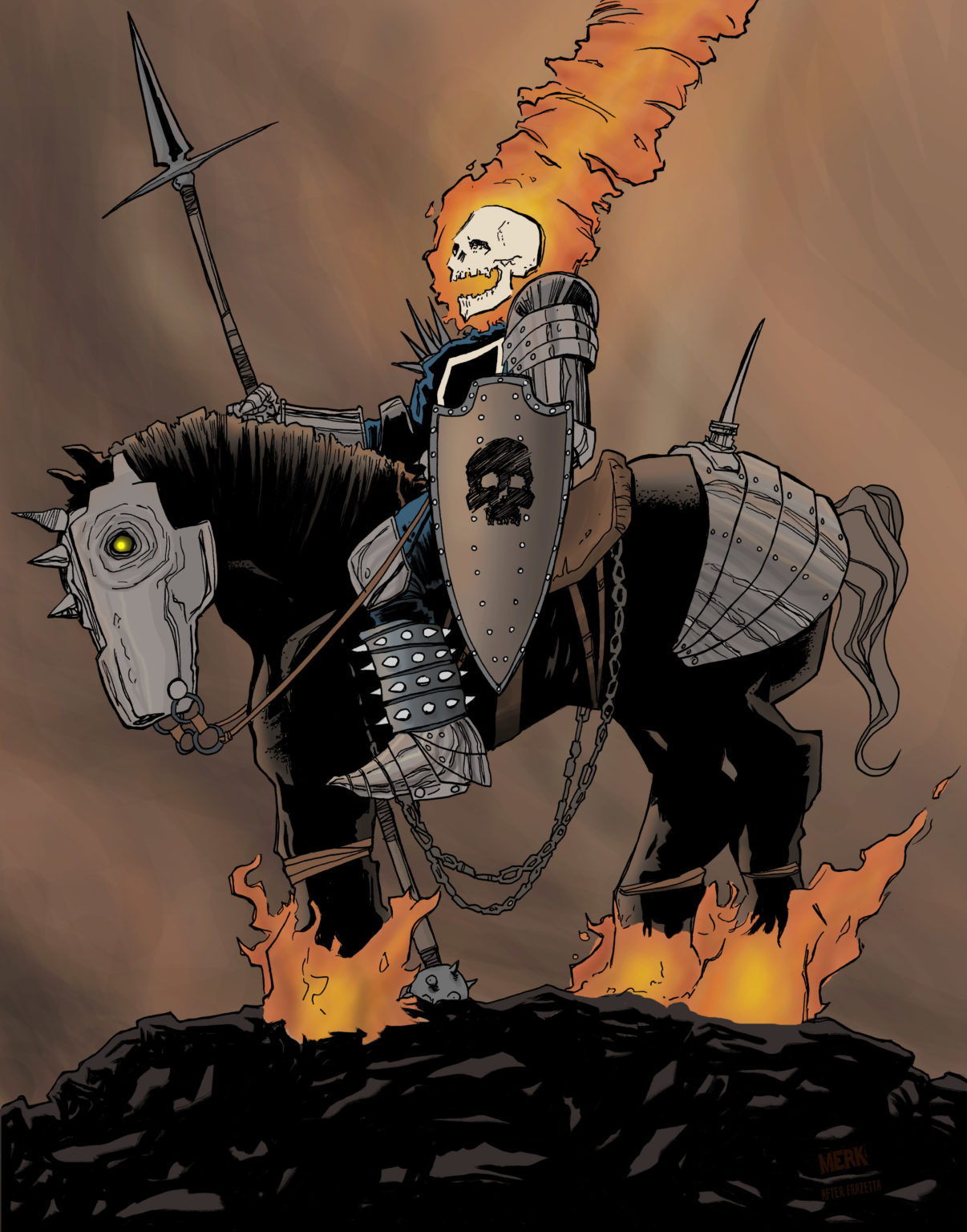 Ghost Rider Frazetta Medieval Ghost Rider – Merk Asylum